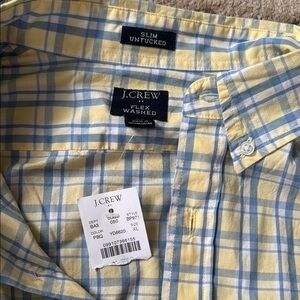 Light Blue Plaid Casual Button Down Shirt with Yellow Accents